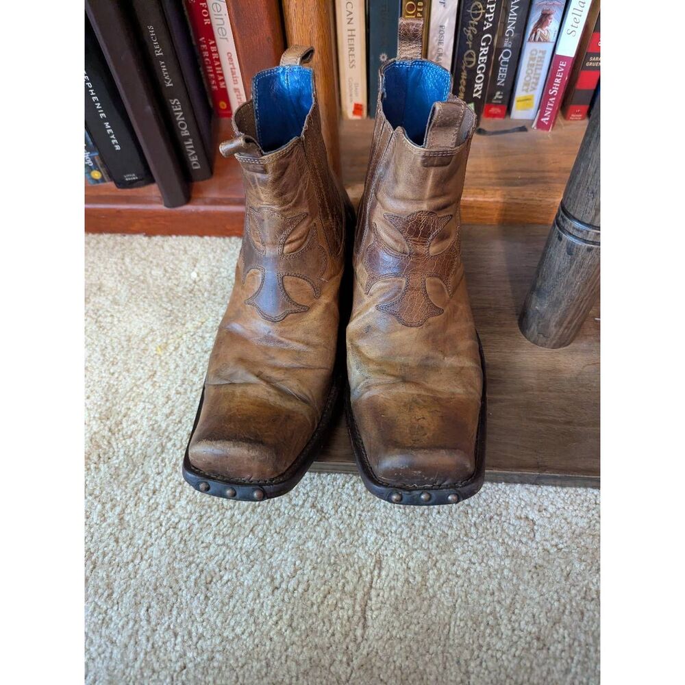 Mark Nason Rock Never Dies Italy Brown Distressed Leather Boots 9.5 Men’s